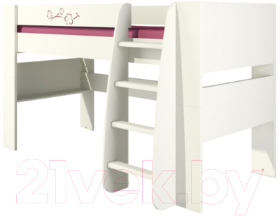 Кровать-чердак Мебель-Неман Тедди Сакура КРД120-1Д0 (бордовый/кремовый)