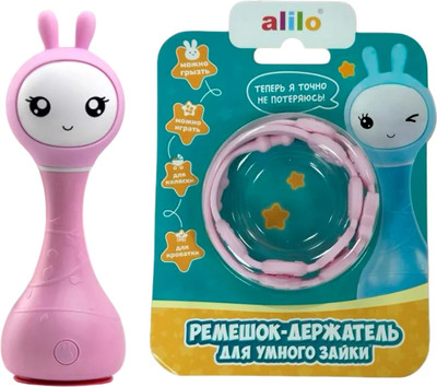 Интерактивная игрушка Alilo Умный зайка с ремешком-держателем (розовый) - 