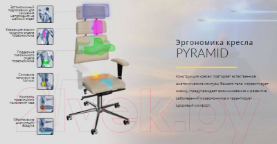 Кресло офисное Kulik System Pyramid экокожа (бежевый с подголовником)