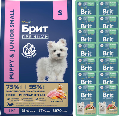 Набор кормов для собак Брит Premium Dog для щенков мелких пород