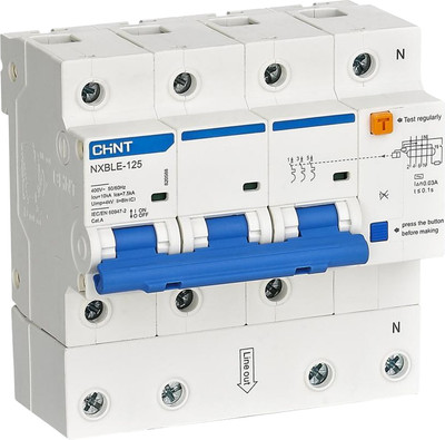 Дифференциальный автомат Chint NXBLE-125 3P+N 100A C 300mA АС С 10kA (R) / 820612