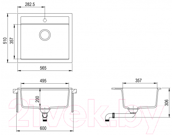 Мойка кухонная Aquasanita Quadro SQQ100 (силика)