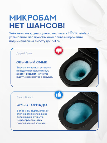 Купить Унитаз подвесной Amore di Mare Delio Tornado P203MB-T  