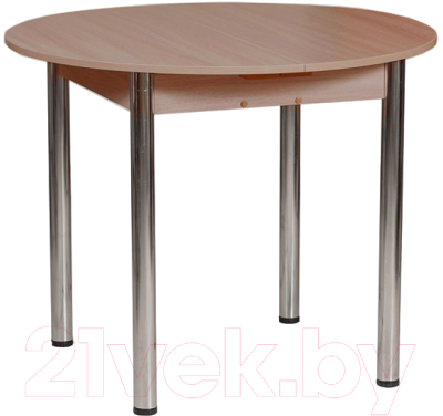 Обеденный стол FORT Круглый 90-120x90x75 (дуб вотан/хром)