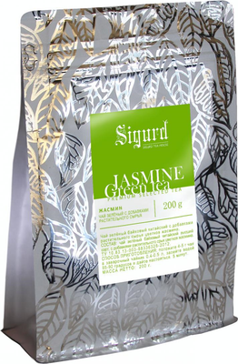Чай листовой SIGURD Jasmine Tea зеленый китайский с Жасмином (200г) - 