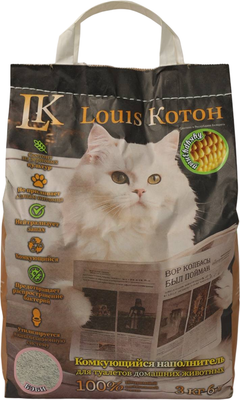 Наполнитель для туалета Louis Котон Бэби комкующийся кукурузный (6л/3кг) - 