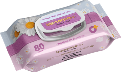 Влажные салфетки детские Inseense Lab Present & Future с экстрактом ромашки / InsR80 (80шт) - 