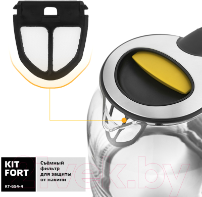 Электрочайник Kitfort KT-654-4 (желтый)