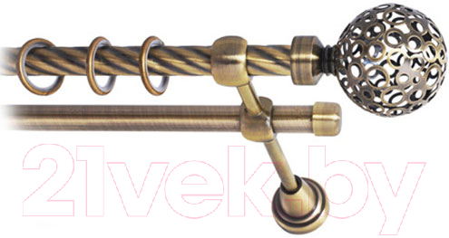 Карниз для штор Lm Decor Ажур 095 2р витой (антик, 2.8м)