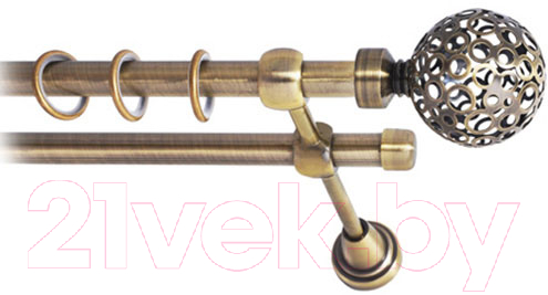 Карниз для штор Lm Decor Ажур 095 2р гладкий (антик, 3.6м)