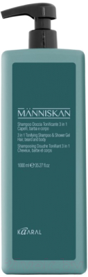 Шампунь для волос Kaaral Manniskan тонизирующий для волос бороды и тела 3 в 1 (1л)
