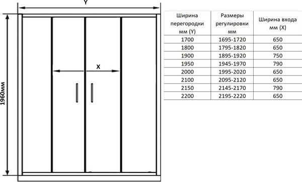 Душевая дверь MaybahGlass 195x215 / MGD-1843-6