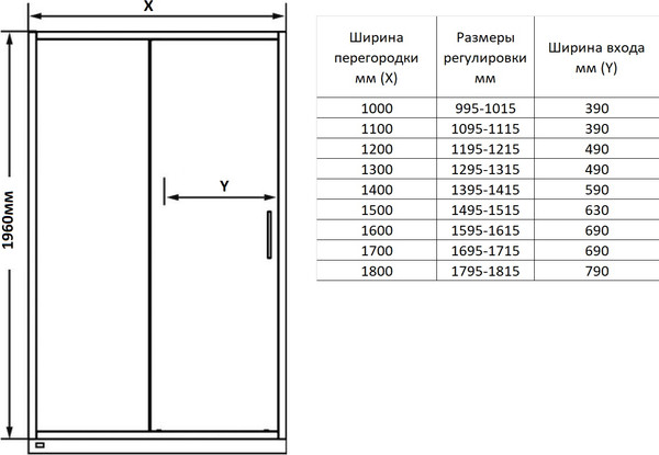 Душевая дверь MaybahGlass 195x110 / MGD-1978-5
