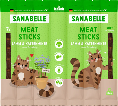 Лакомство для кошек Bosch Petfood Sanabelle Мини-мясные палочки Ягненок с кошачьей мятой