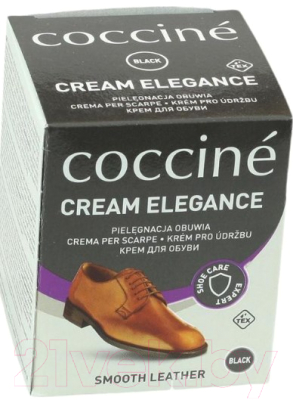 Крем для обуви Coccine Cream Elegance с губкой для гладкой кожи (50мл, черный)