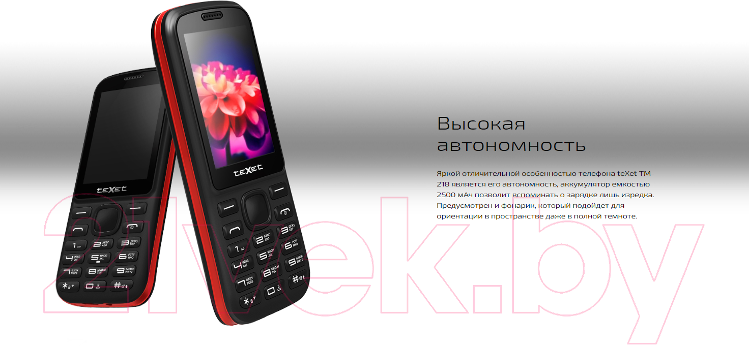 Texet TM-218 черный/красный Мобильный телефон 2 SIM-карты купить в Минске,  Гомеле, Витебске, Могилеве, Бресте, Гродно