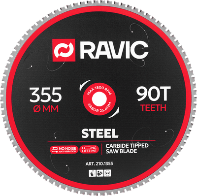 Пильный диск Ravic 355x2.2/1.8x25.4мм Z=90 / 210.1355