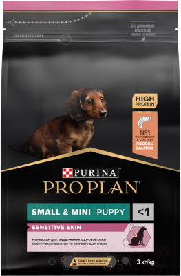 Сухой корм для собак Pro Plan Puppy OptiDerma Small & Mini с лососем (3кг)