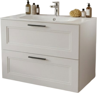 Тумба с умывальником MEBELVANN Классик 80x62x45 с 2 ящиками / CLA10801920301O (белый) - 