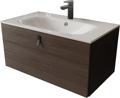 Тумба с умывальником MEBELVANN Контур 80x38x45 с 1 ящиком / KON10801200001O (венге/графит) - 