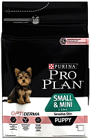 Корм для собак Pro Plan Puppy Small & Mini Sensitive Skin с лососем и рисом (700г) - 