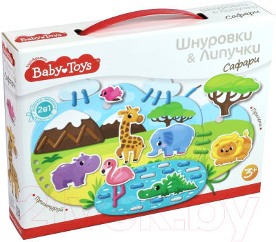 

Развивающая игрушка Десятое королевство, Шнуровки и липучки. Сафари / 02928