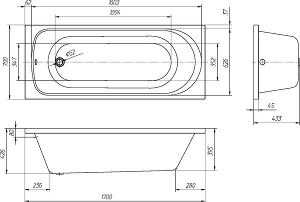 Купить Ванна акриловая Asten Readle Weber 170x70 / AR0420-17070  