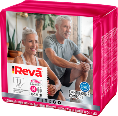 Подгузники-трусы для взрослых Reva Care Fit & Go M (10шт) - 