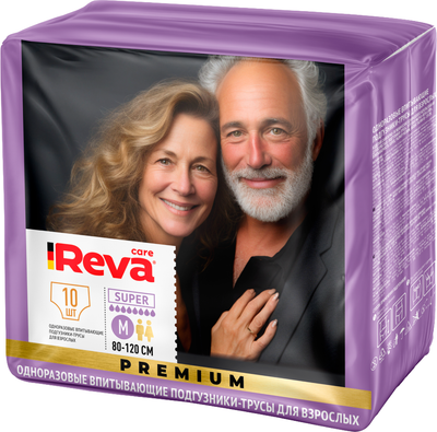 Подгузники-трусы для взрослых Reva Care Premium M (10шт) - 