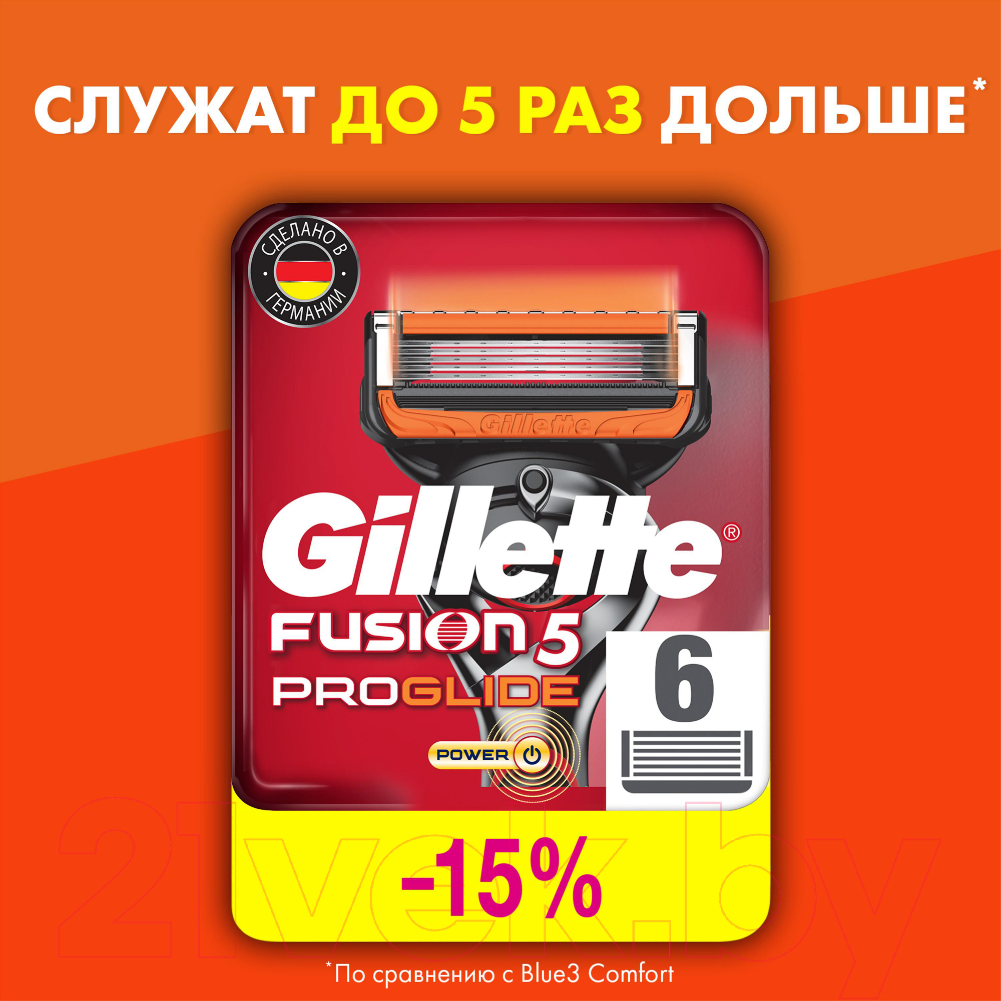 Набор сменных кассет Gillette Fusion ProGlide Power (6шт)