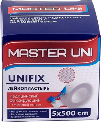 Лейкопластырь Master Uni фиксирующий тканевая основа 5x500см