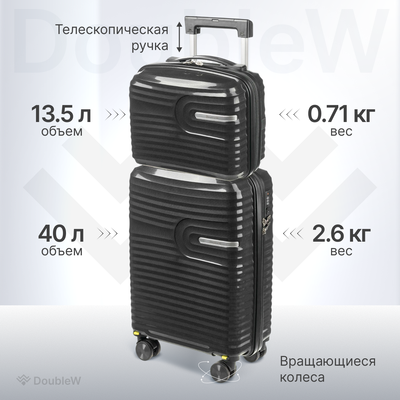 Набор чемоданов DoubleW Tero (S, черный) - 