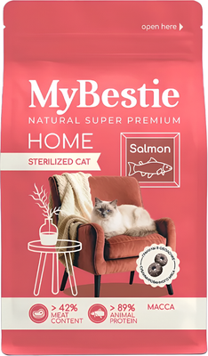 Сухой корм для кошек MyBestie Хоум Стерилизованный с лососем / 4612-10-MBH-CAT