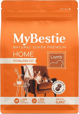 Сухой корм для кошек MyBestie Хоум Стерилизованный с ягненком / 4599-04-MBH-CAT