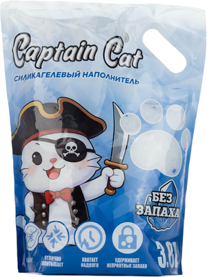 Наполнитель для туалета Captain Cat Силикагелевый (без запаха, 3.8л) - 