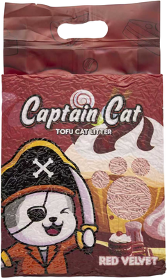 Наполнитель для туалета Captain Cat Тофу Красный Бархат (7л/2.5кг) - 