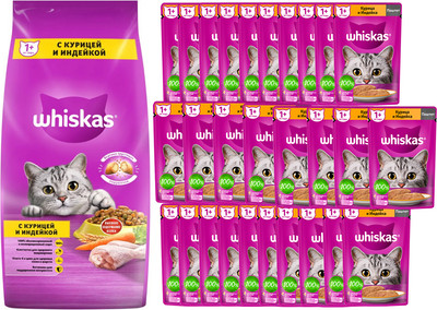 Набор кормов для кошек Whiskas С курицей и индейкой