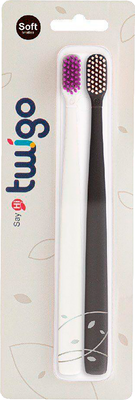 Набор зубных щеток Miradent Twigo F28805 (2шт, угольно-коричневый/перечно-белый) - 