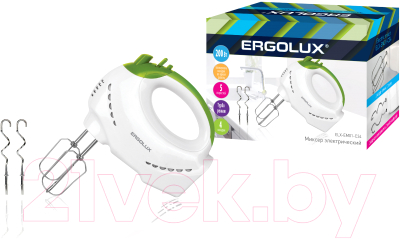 Миксер ручной Ergolux ELX-EM01-C34 / 13442 (белый/салатовый)