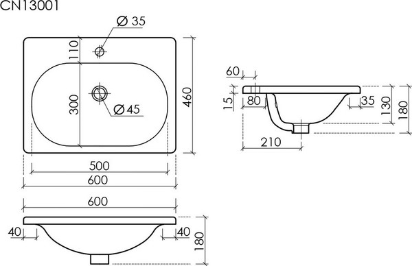 Умывальник Ceramica Nova Sabo CN13001
