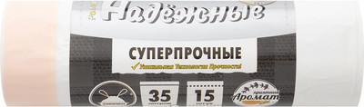 Пакеты для мусора Ромашка ВЗ0351517Б / 702976 (15шт, 35л, белый) - 