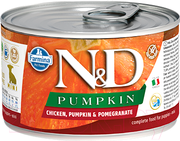 Влажный корм для собак Farmina N&D Grain Free Pumpkin Chicken & Pomegranate Puppy Mini (140г)