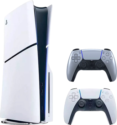 Игровая приставка Sony PlayStation 5 Slim + геймпад Sony PS5 DualSense (серебристый) - 