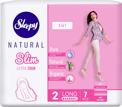 Прокладки гигиенические Sleepy Slim Extra Thin 3 в 1 Long Супертонкие (7шт) - 