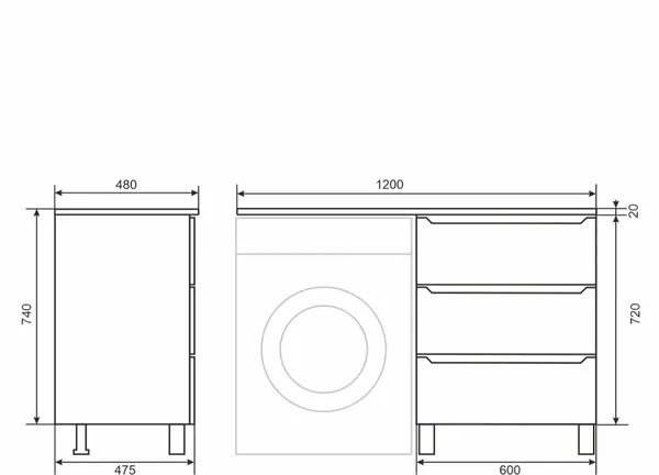 Купить Тумба под умывальник Uperwood Tanos 58x47.5x76.5 3 ящика  