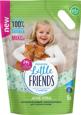 Наполнитель для туалета Little Friends Силикагелевый / 01090 (5л, алоэ вера) - 