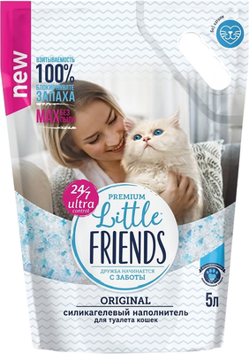 Наполнитель для туалета Little Friends Силикагелевый / 01106 (5л, оригинальный) - 