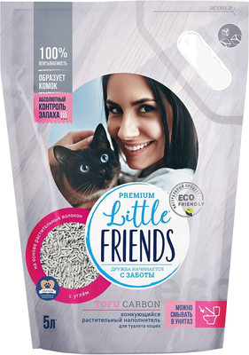 Наполнитель для туалета Little Friends Тофу Уголь / 801335 (2.5кг) - 