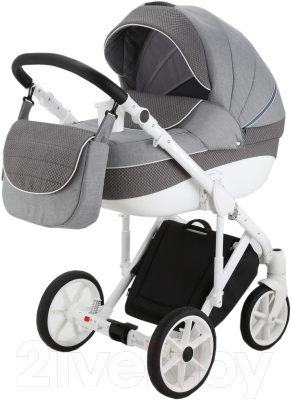 Детская универсальная коляска Adamex Sicilia Deluxe Pik 2 в 1 (3/серый L/серый пик)