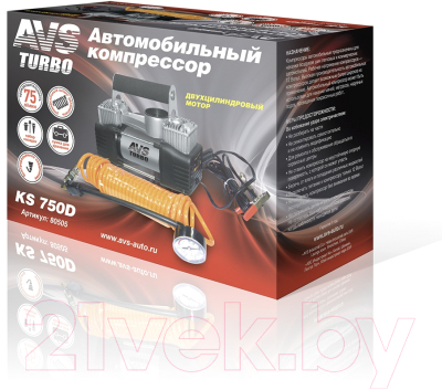 Автомобильный компрессор AVS Turbo KS 750D / 80505
